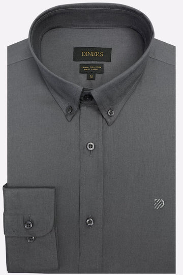 Dark Grey Self Casual Shirt
