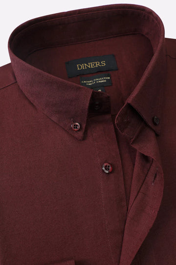Maroon Self Textured Casual Shirt