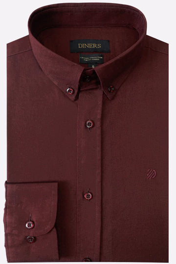 Maroon Self Textured Casual Shirt