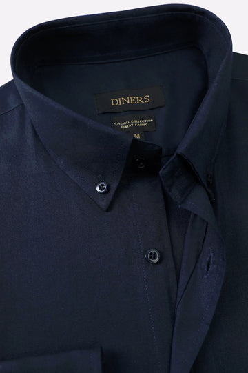 Navy Blue Self Textured Casual Shirt