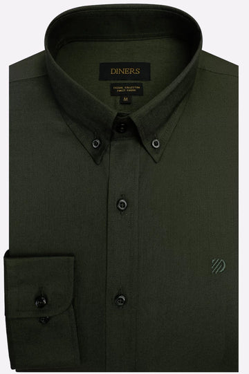 Olive Self Casual Shirt
