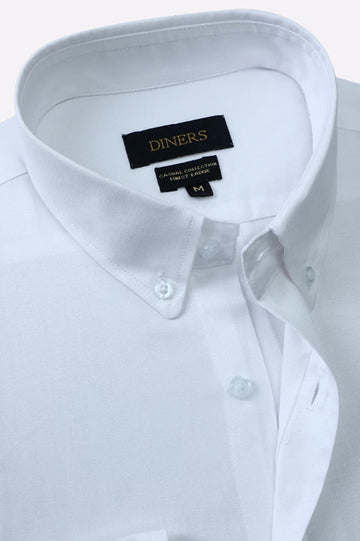 White Self Textured Casual Shirt
