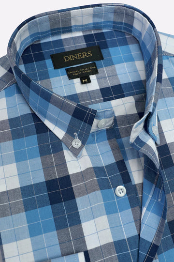 Blue Tattersall Check Casual Shirt