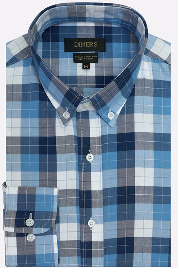 Blue Tattersall Check Casual Shirt