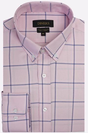 Pink Windowpane Check Casual Shirt