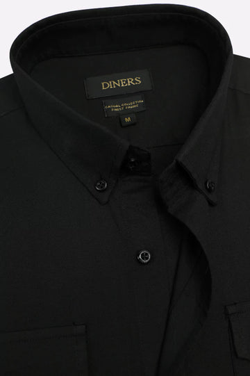 Black Self Textured Casual Shirt