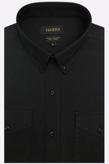 Black Self Textured Casual Shirt