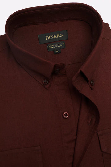 Maroon Self Textured Casual Shirt