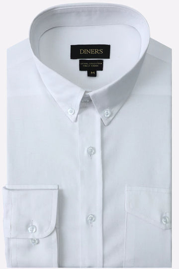 White Self Textured Casual Shirt