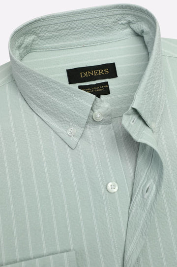 Green Stripes Casual Shirt