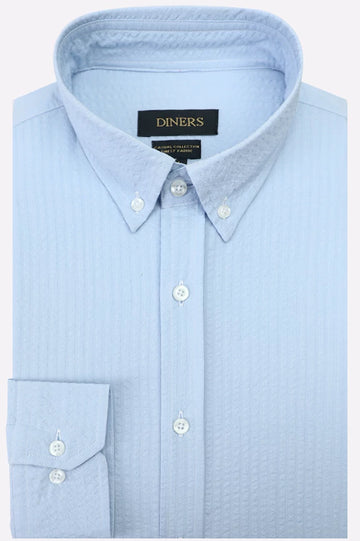 Blue Self Stripes Casual Shirt