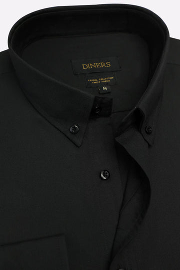 Black Self Textured Casual Shirt