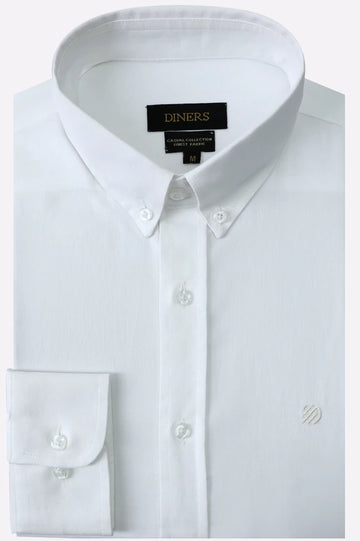 White Self Textured Casual Shirt