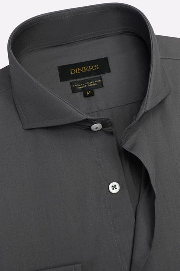 Grey Self Textured Casual Shirt