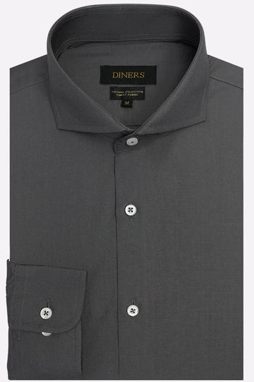 Grey Self Textured Casual Shirt