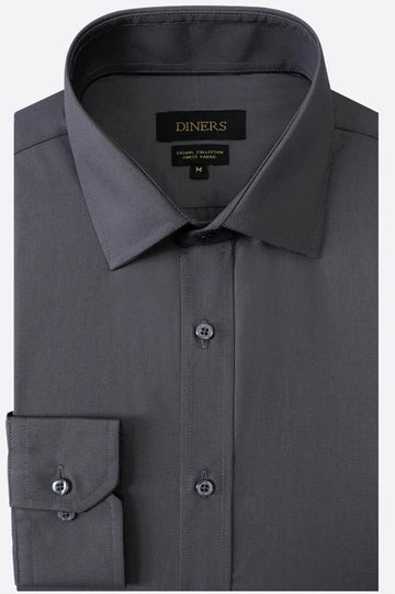 Grey Self Textured Casual Shirt