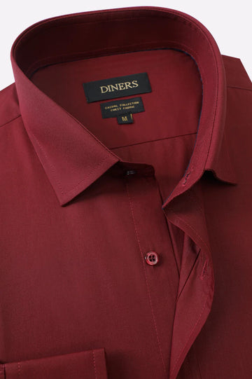 Maroon Self Textured Casual Shirt