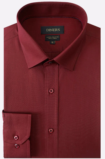 Maroon Self Textured Casual Shirt