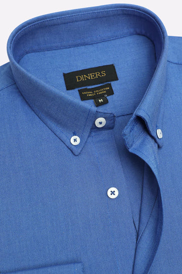 Blue Plain Casual Shirt