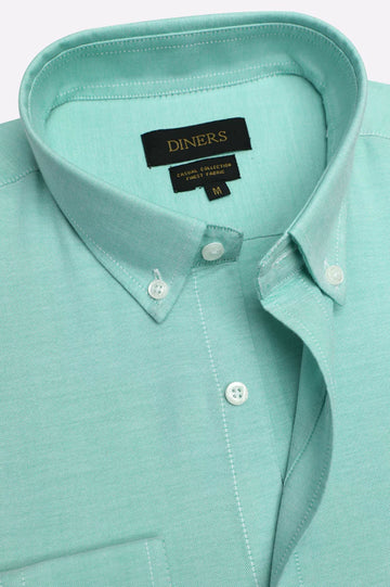Green Plain Casual Shirt