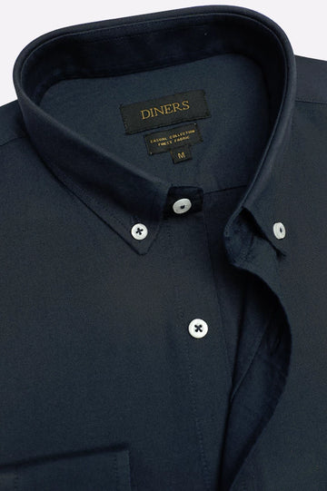 Navy Blue Plain Casual Shirt