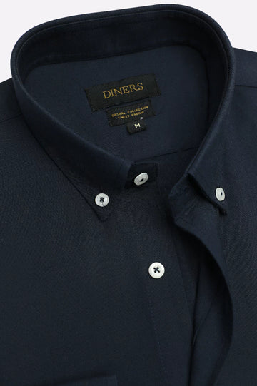 Navy Blue Plain Casual Shirt