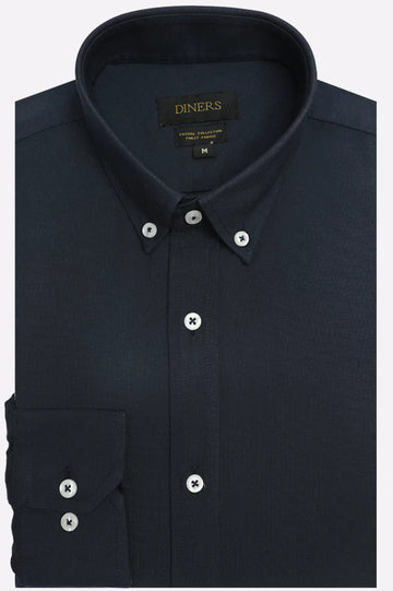 Navy Blue Plain Casual Shirt