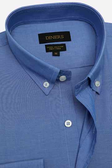 Blue Self Textured Casual Shirt