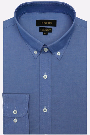 Blue Self Textured Casual Shirt