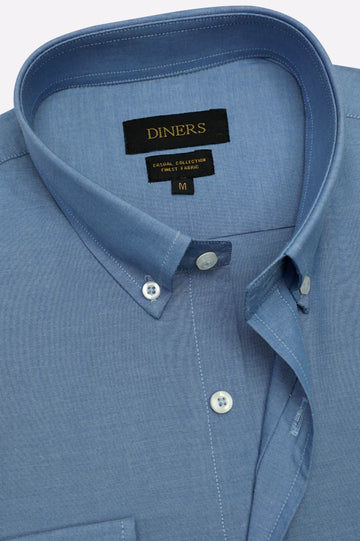 Blue Self Textured Casual Shirt