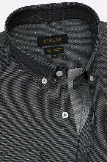 Black Self Textured Casual Shirt