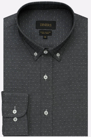 Black Self Textured Casual Shirt