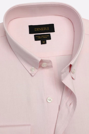 Pink Self Textured Casual Shirt