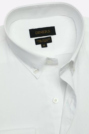 White Self Textured Casual Shirt