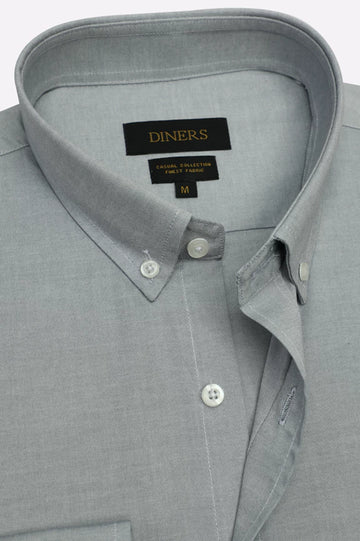 Grey Self Textured Casual Shirt