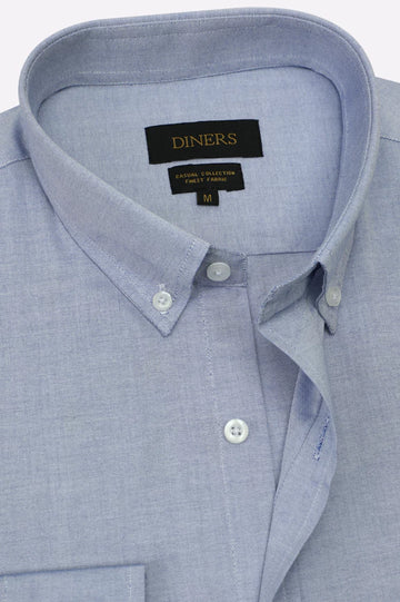 Blue Self Textured Casual Shirt