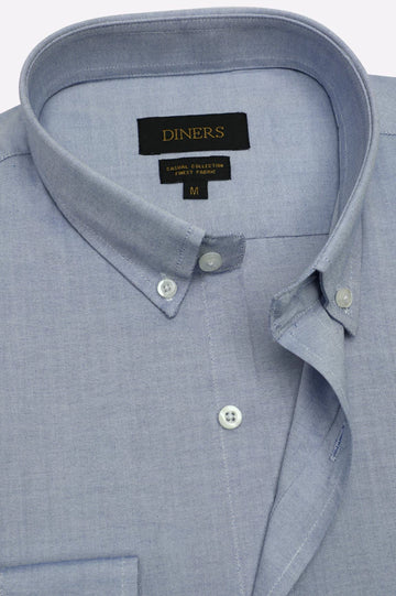 Blue Self Textured Casual Shirt