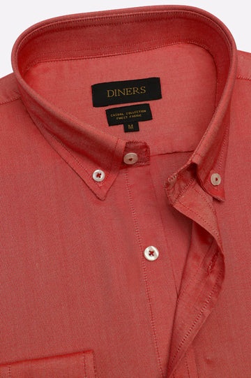 Red Self Textured Casual Shirt