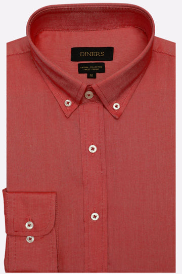 Red Self Textured Casual Shirt