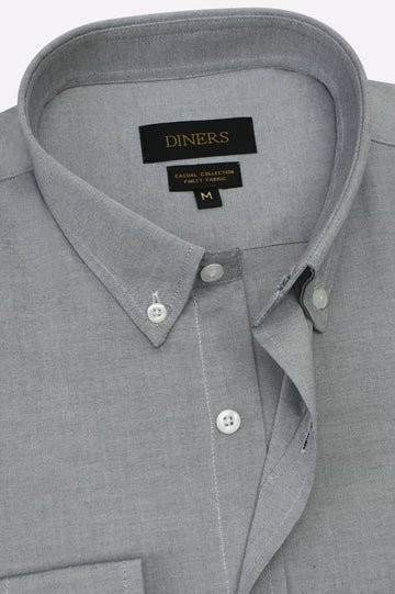 Grey Self Textured Casual Shirt