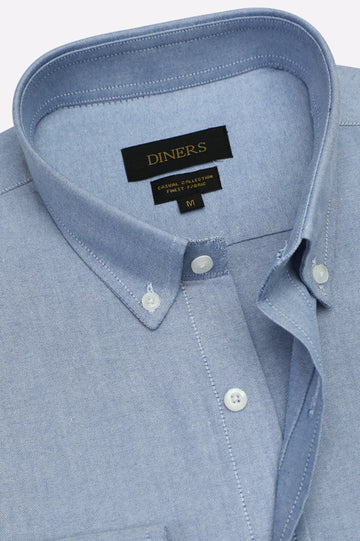 Blue Self Textured Casual Shirt