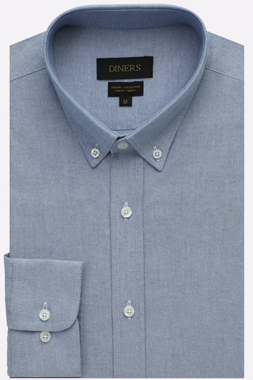 Blue Self Textured Casual Shirt