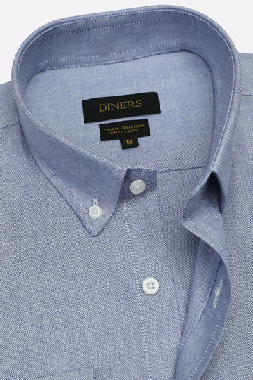 Blue Self Textured Casual Shirt