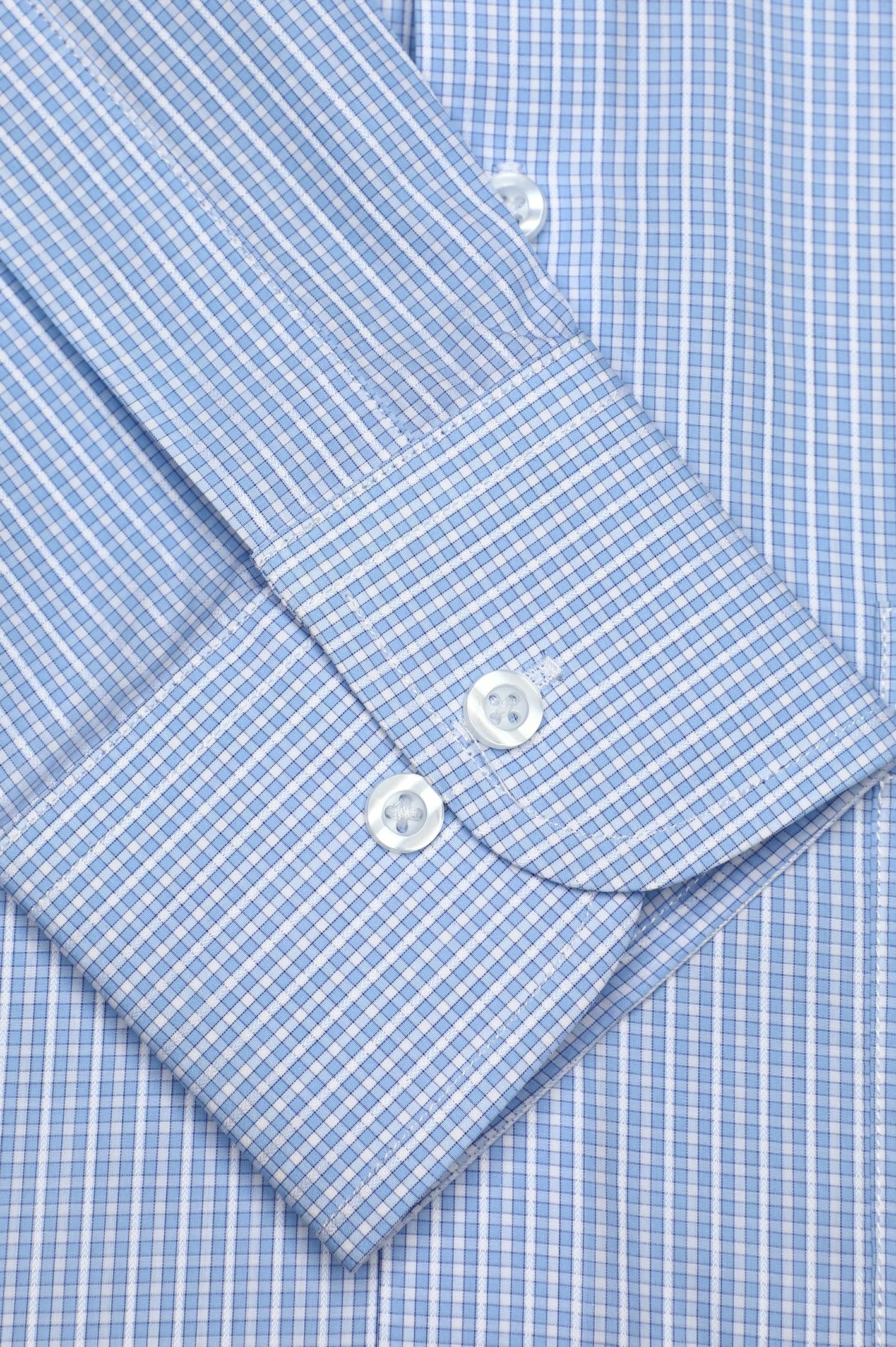Light Blue Mini-Check Formal Autograph Shirt From Diners