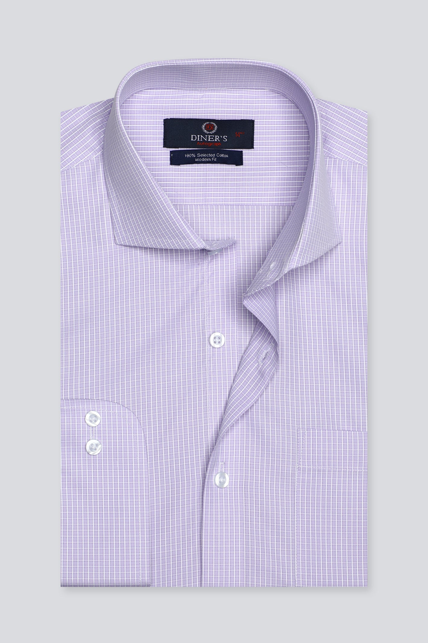 Light Purple Mini-Check Formal Autograph Shirt - Diners