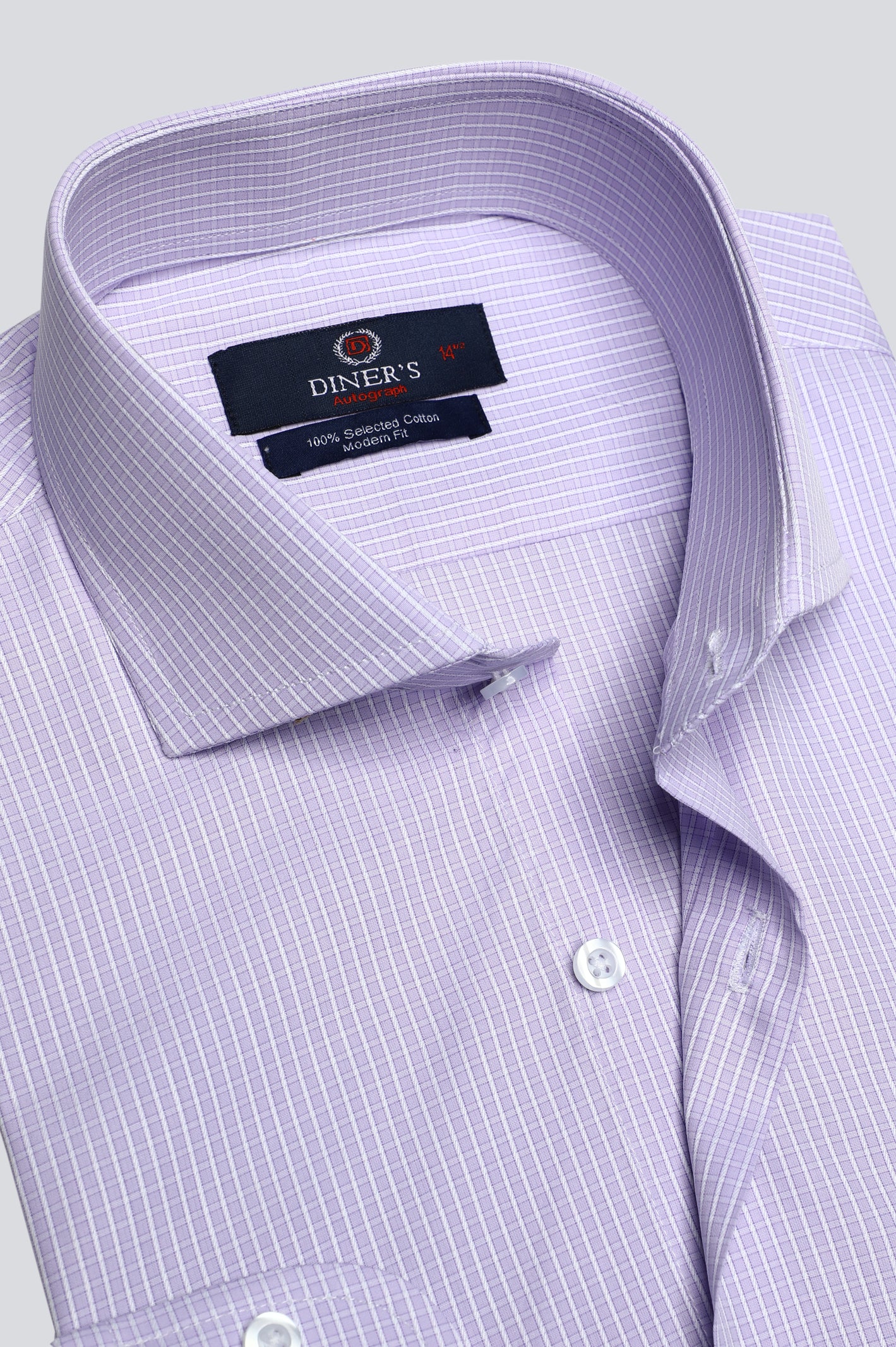 Light Purple Mini-Check Formal Autograph Shirt - Diners