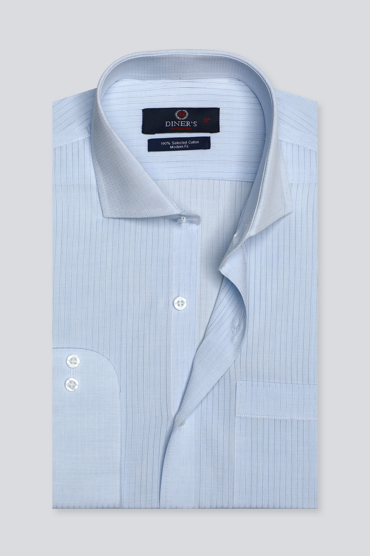 Light Blue Pinstripe Formal Autograph Shirt From Diners