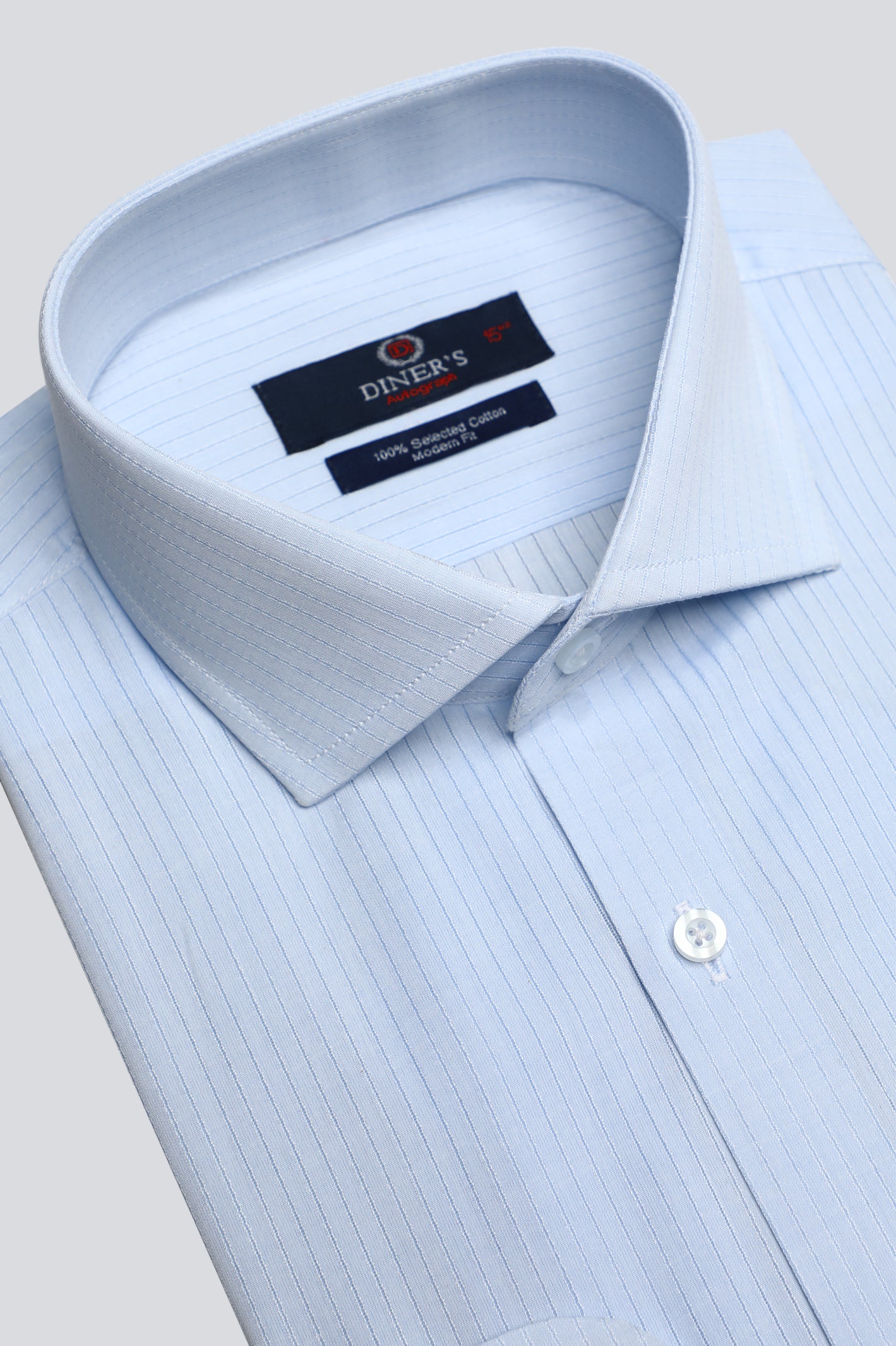 Light Blue Pinstripe Formal Autograph Shirt From Diners