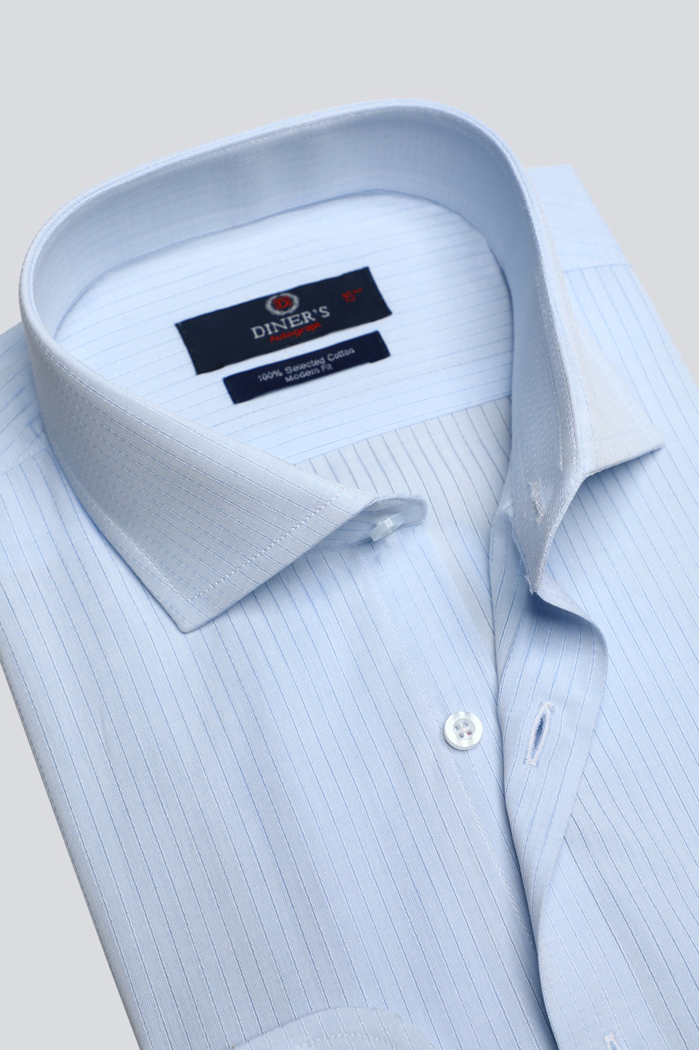 Light Blue Pinstripe Formal Autograph Shirt From Diners