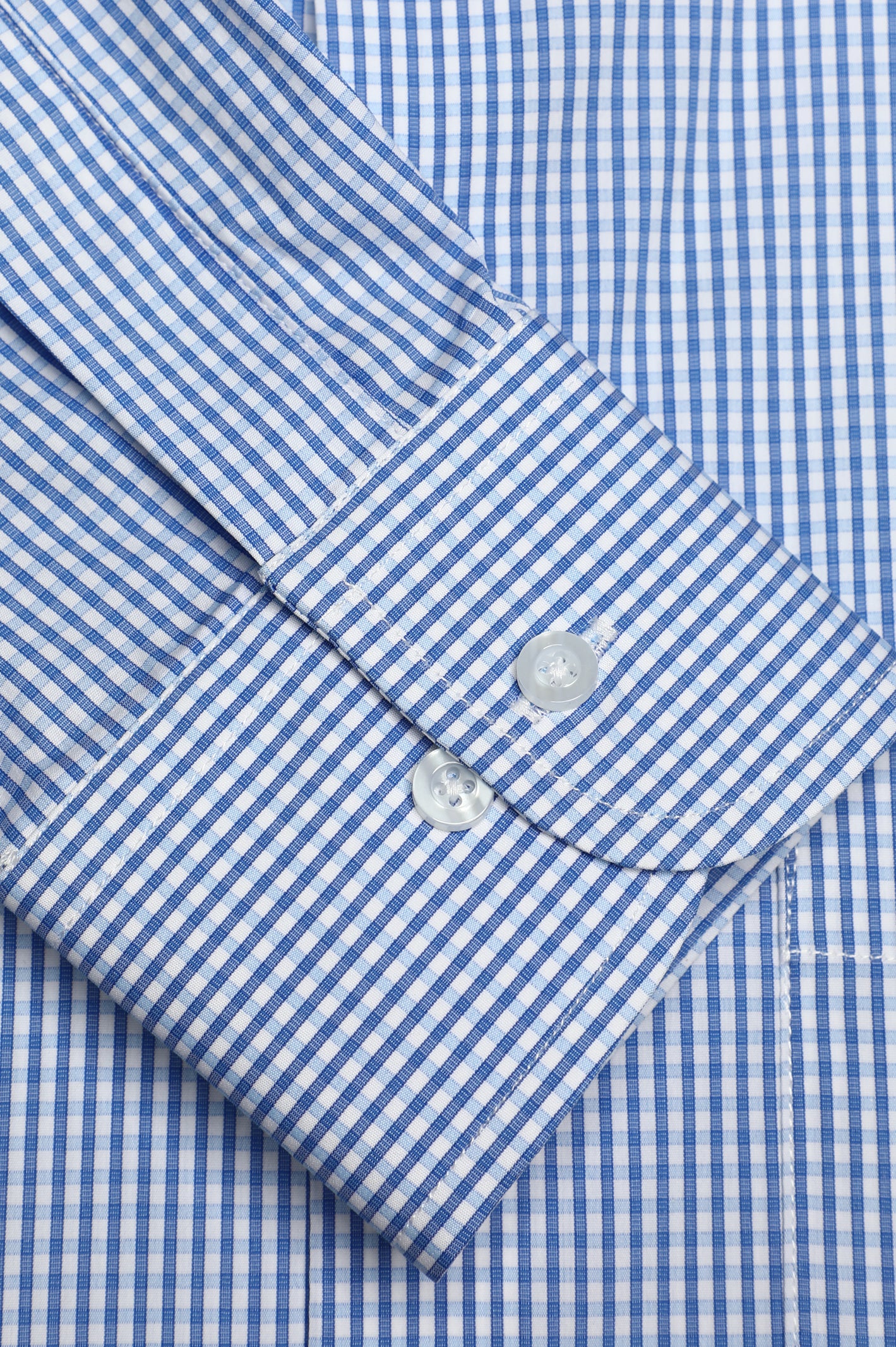 Light Blue Mini-check Formal Autograph Shirt From Diners